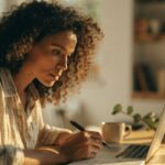 Pessoa analisando gráficos financeiros em celular e notebook, para o artigo Como conseguir dinheiro extra: 20 ideias práti...