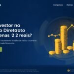 Pessoa brasileira trabalhando em ambiente digital profissional para ilustrar Tesouro Direto com investimento mínimo de 2 reais, com mesa.