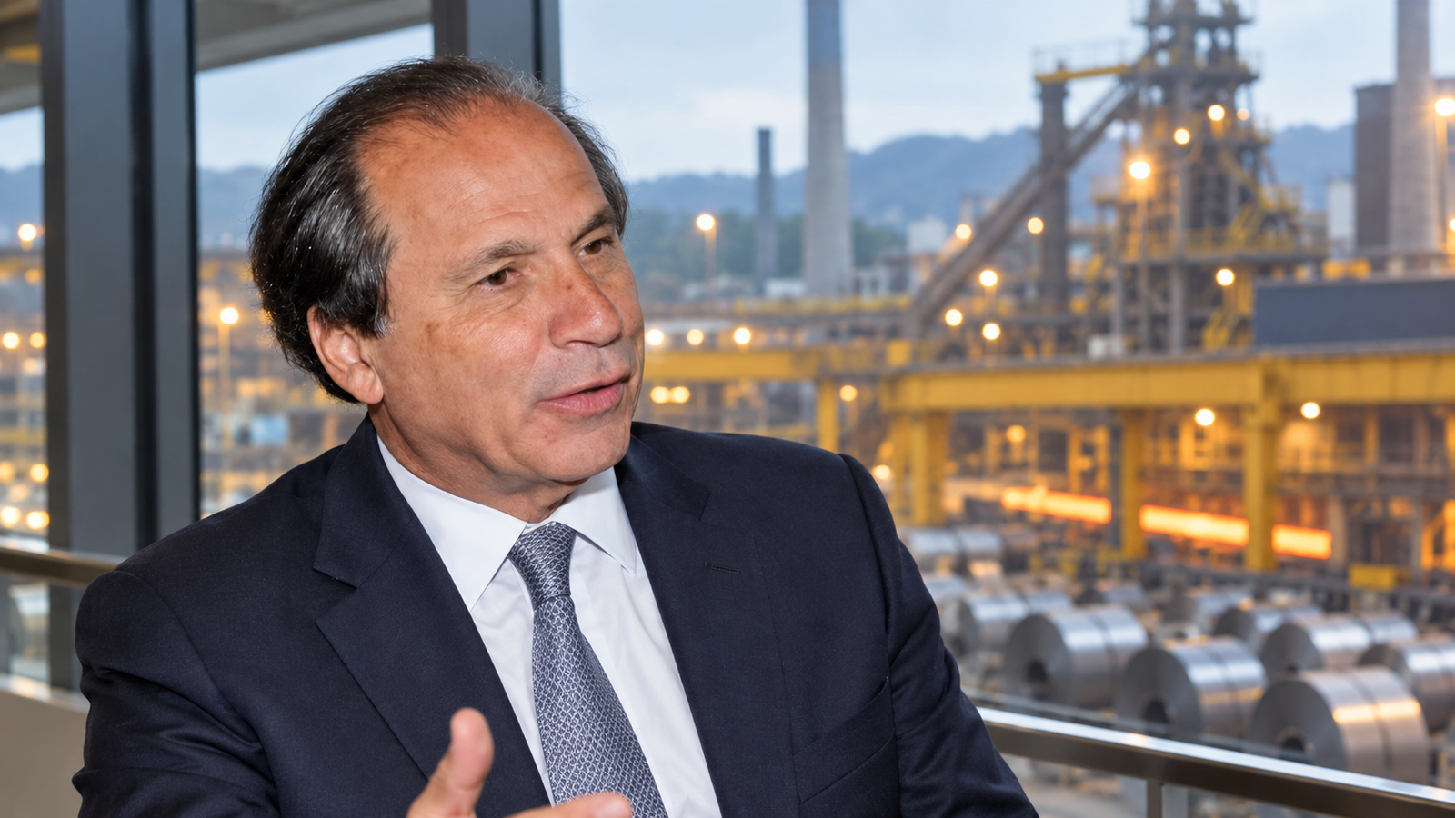 CEO recém-empossado da CSN prepara duas desmobilizações bilionárias Texto alternativo (ALT): Fábio Schvartsman, novo CEO da CSN, em cenário industrial relacionado às desmobilizações bilionárias